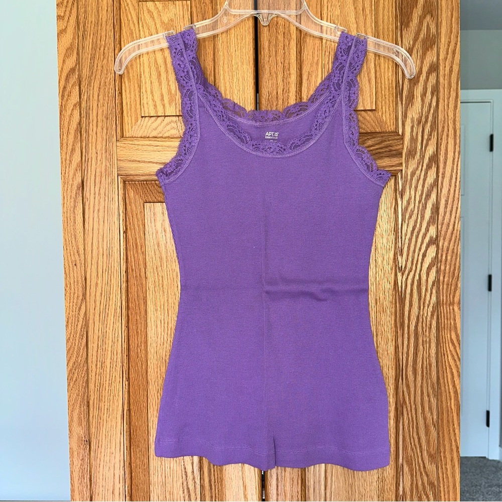 NWOT Purple Lace Trim Tank Top Apt.9 size XS 100% cotton